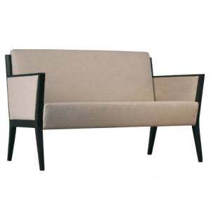 Cinquanta C510 FA Double Lounge. Fabric Arm Panel Infill. Stained Frame. Any Fabric Colour